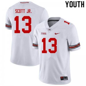 NCAA Ohio State Buckeyes Youth #13 Gee Scott Jr. White Nike Football College Jersey NYK3245OR